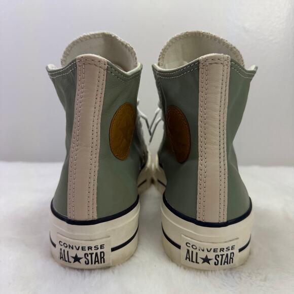 Converse CTAS Lift Platform Leather Sneakers Green Beige Women's 6.5 - Picture 4 of 10